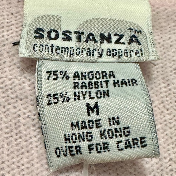 Sostanza Vintage Angora Rabbit Hair Beaded Soft Pale Pink Button Front Cardigan - Picture 10 of 10